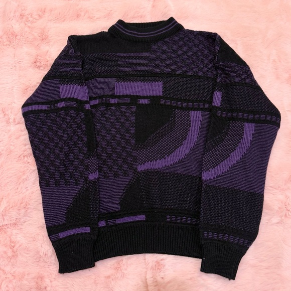 McGregor Sweaters - Vintage McGregor Purple & Black Mock Turtleneck Sweater
